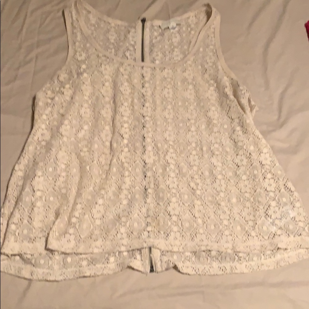 Forever21 lace zip back tank top